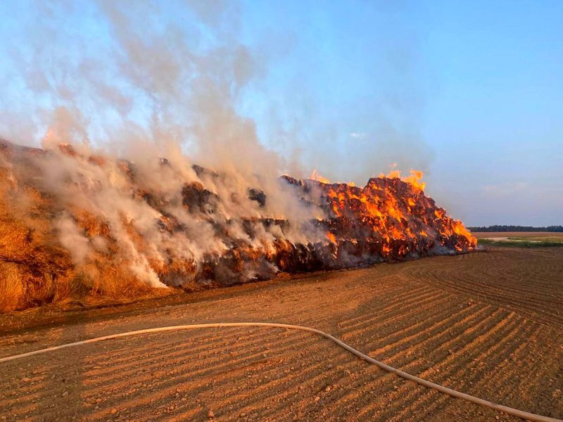 Огонь уничтожил  тонн соломы в СПК Сынковичи