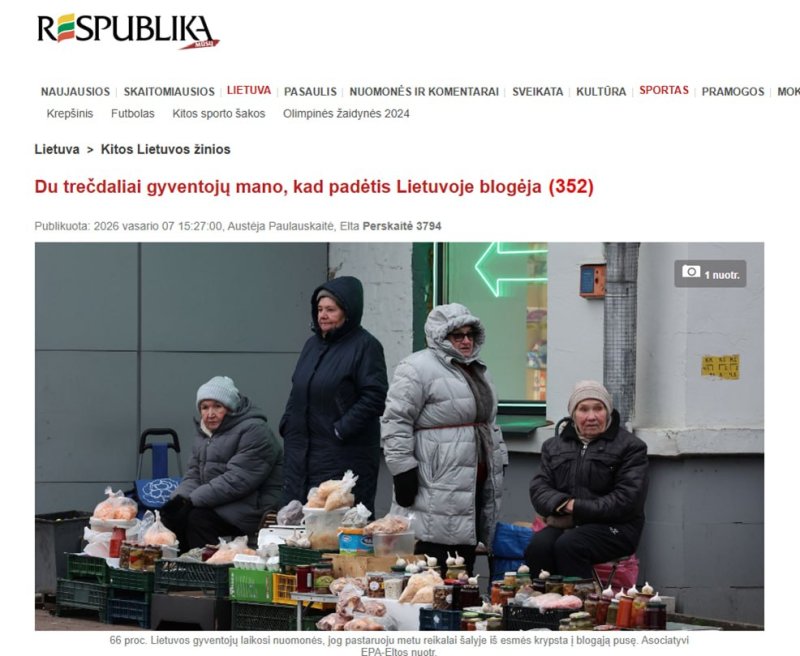 УХУДШЕНИЕ УРОВНЯ ЖИЗНИ В ЛИТВЕ ДАННЫЕ ОПРОСА И СРАВНЕНИЕ С БЕЛАРУСЬЮ